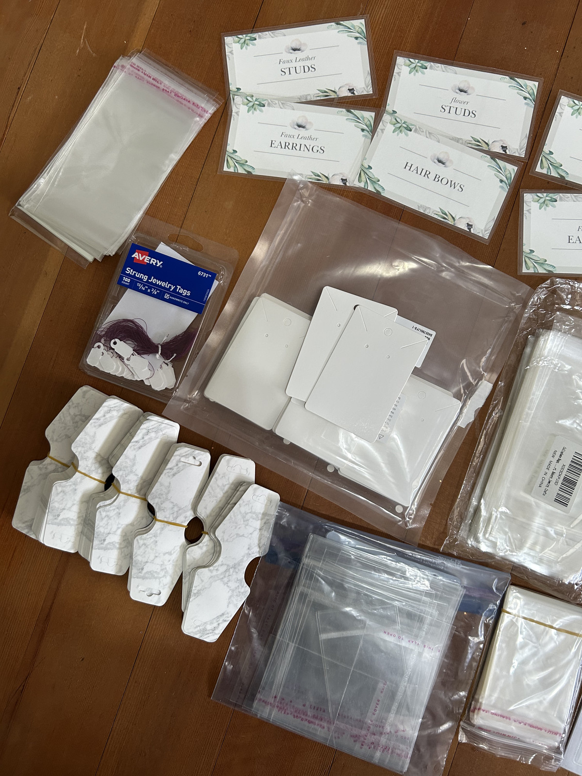 Assorted Earring & Jewelry Packaging Items | Poly Bags | Cards | Hang Tags