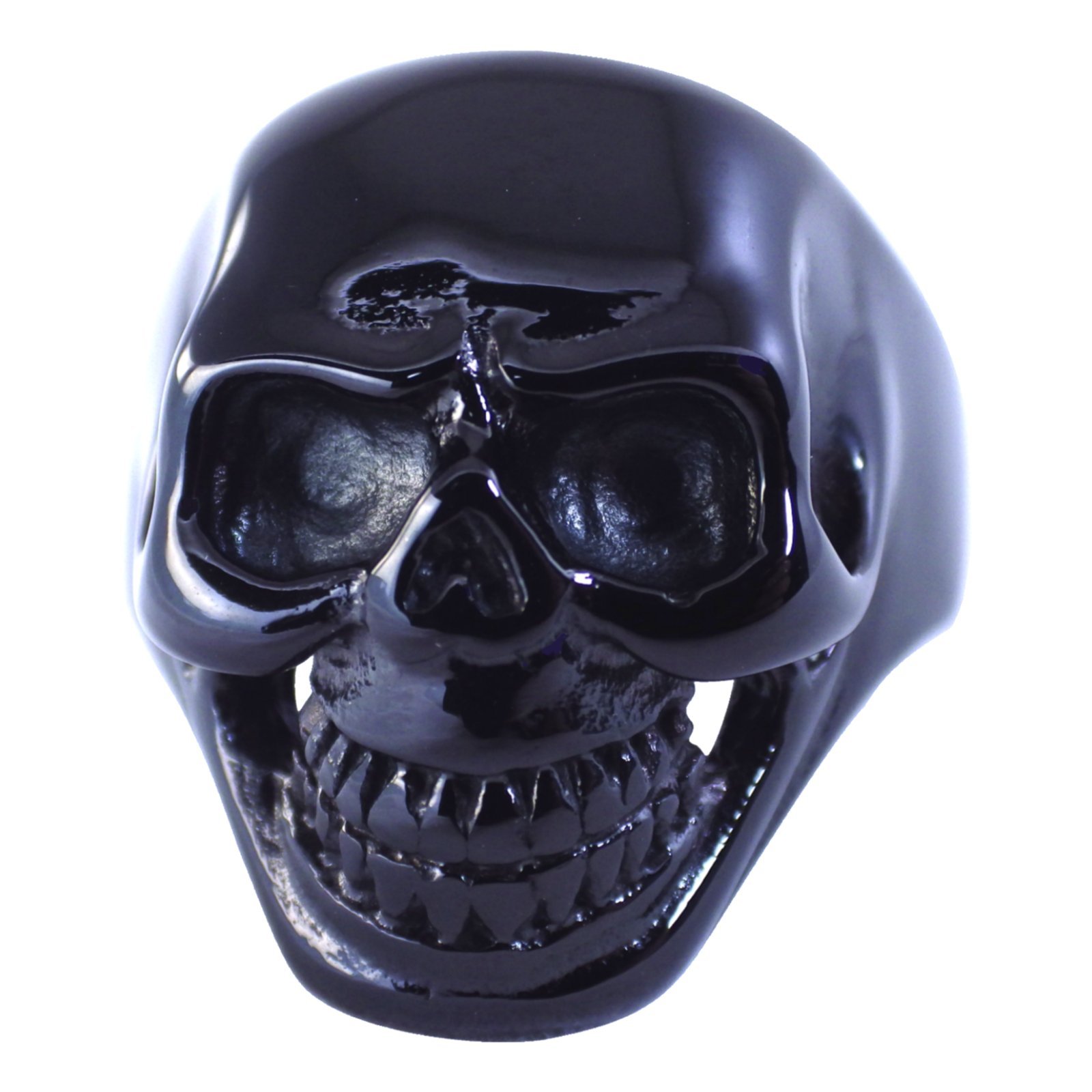 Black Skull Ring Mens Stainless Steel Rocker Cybergoth Band Sizes 8-15