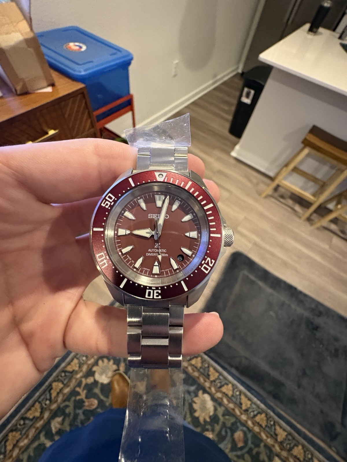 Seiko Prospex Samurai SRPL11 Red Dial Automatic 41.7mm Divers Watch Box & Papers