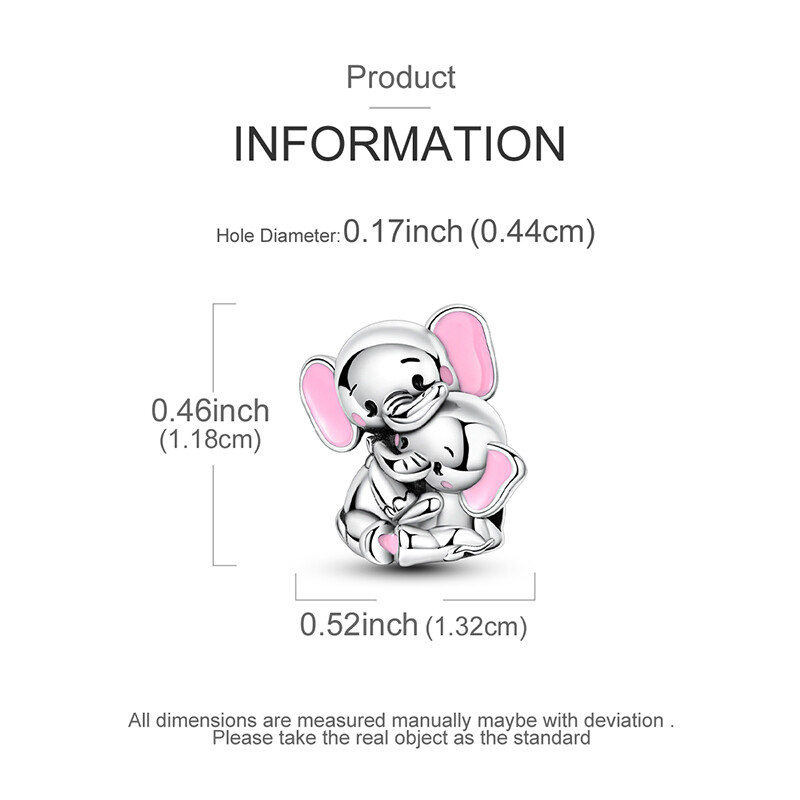 MULA Pink Elephant Mother 925 Sterling Silver DIY Charm for Women Bracelet