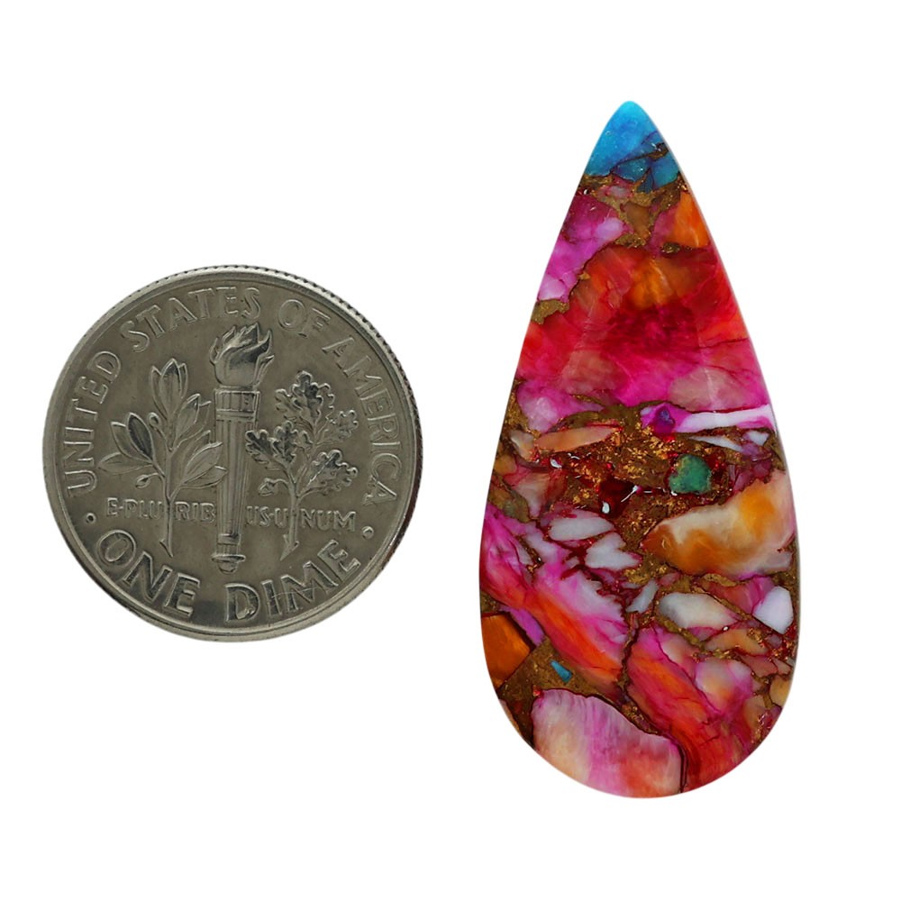 Natural Kingman Orange Dahlia Turquoise 15.1×32.7×4 mm Pear Gemstone LS78-06891