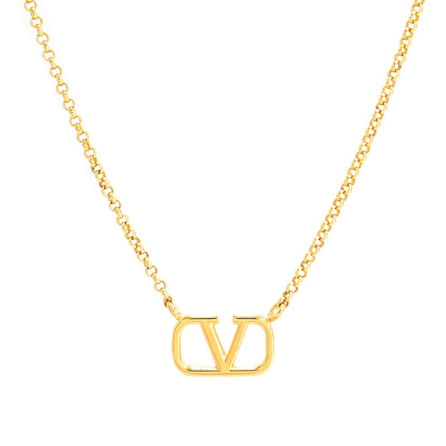 Valentino Necklace Gold Plated Chain Length 65.5/75.5cm Charm W15xH9mm For Women