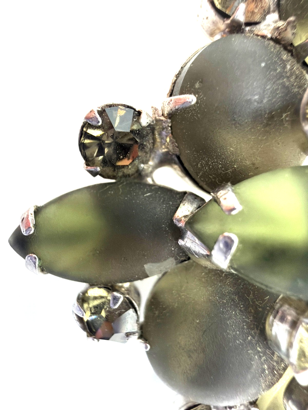 JULIANA Frosted Olive Green Navettes Set Bracelet Brooch Earring Ref# 1372, 6420