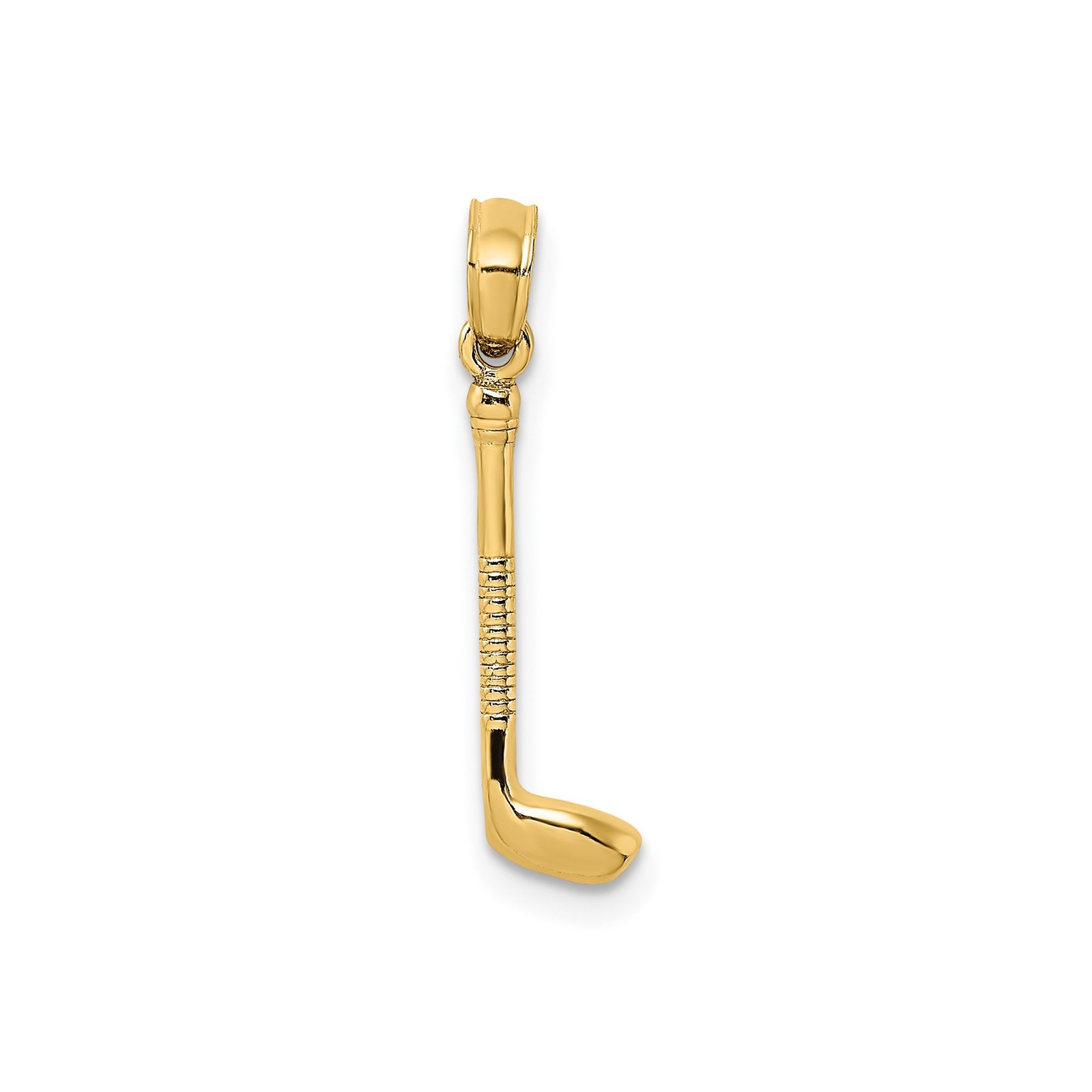 14k Yellow Gold Golf Club Pendant Charm with Grip Design for Sport Jewelry