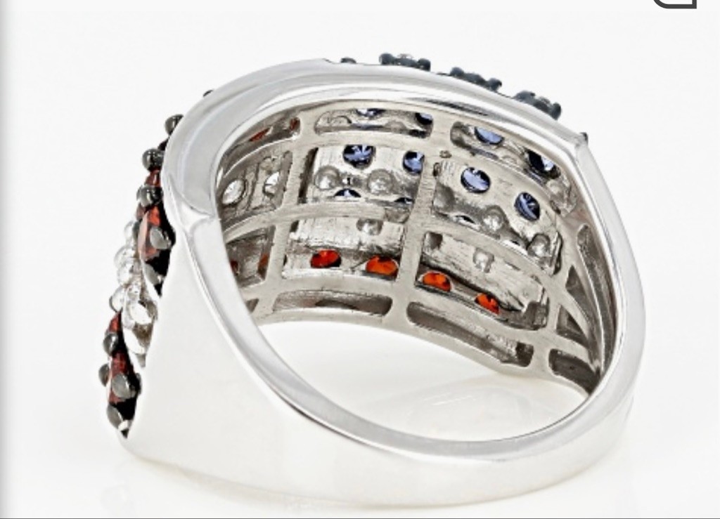 New Bella Luce Silver, Red & Blue Flag Ring 10