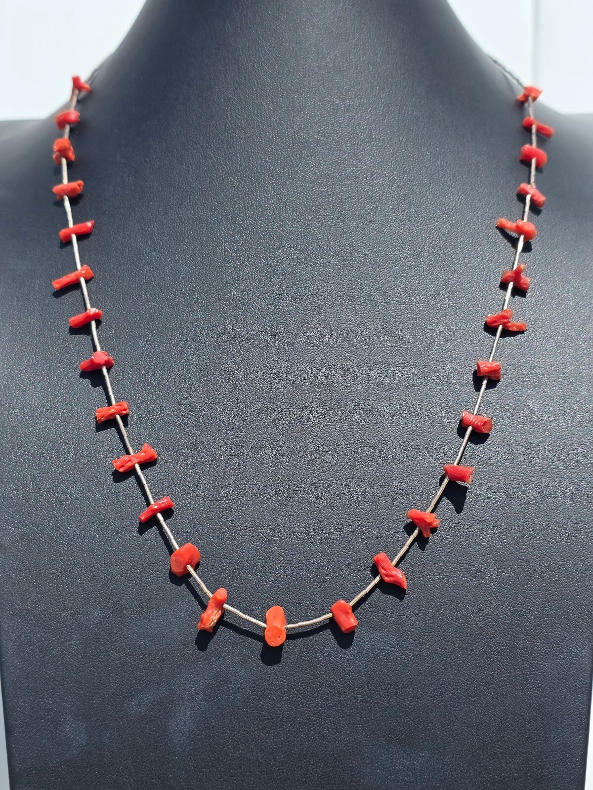 VTG Native American / Southwest Liquid Sterling Silver Red Branch Coral Necklace