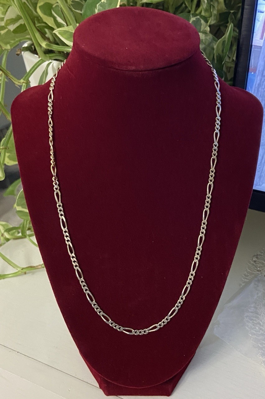 ITALY STERLING SILVER HCT FIGARO CHAIN 20”NECKLACE 3mm