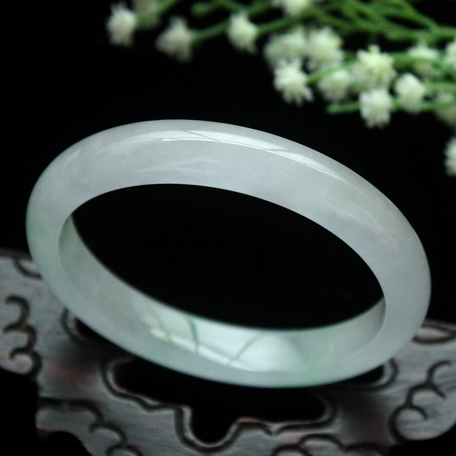 61mm Natural Icy Green Jadeite Jade Bracelet Burma Jadeite Jade Big Bangle 3110
