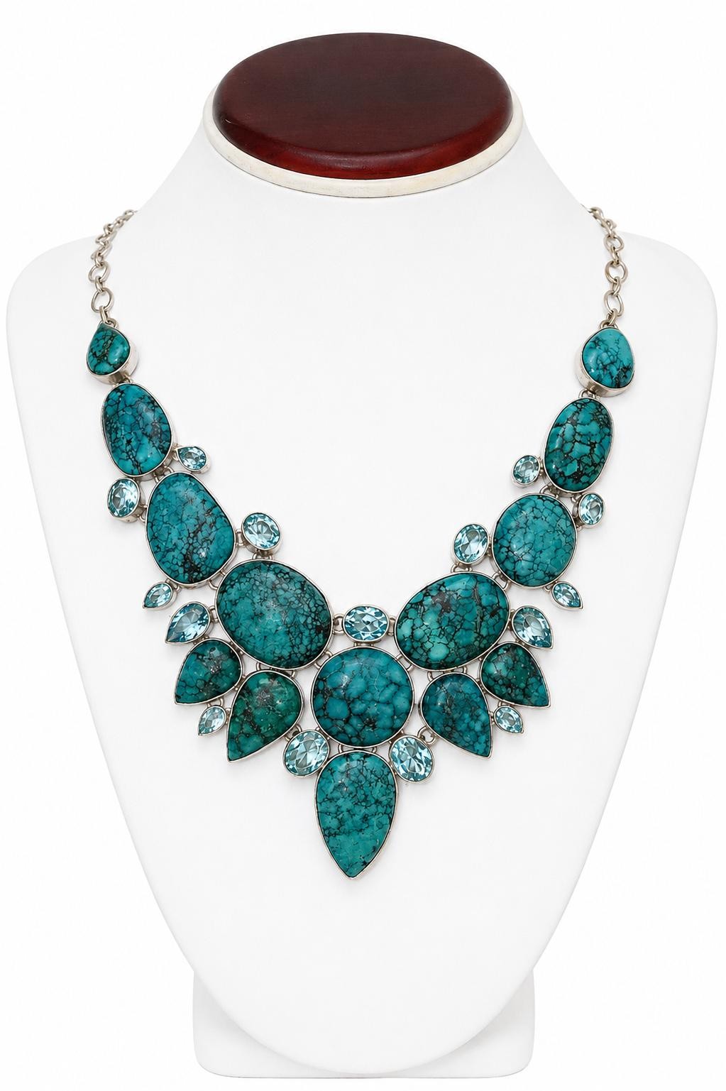 925 Sterling Silver Turquoise Blue Topaz Necklace