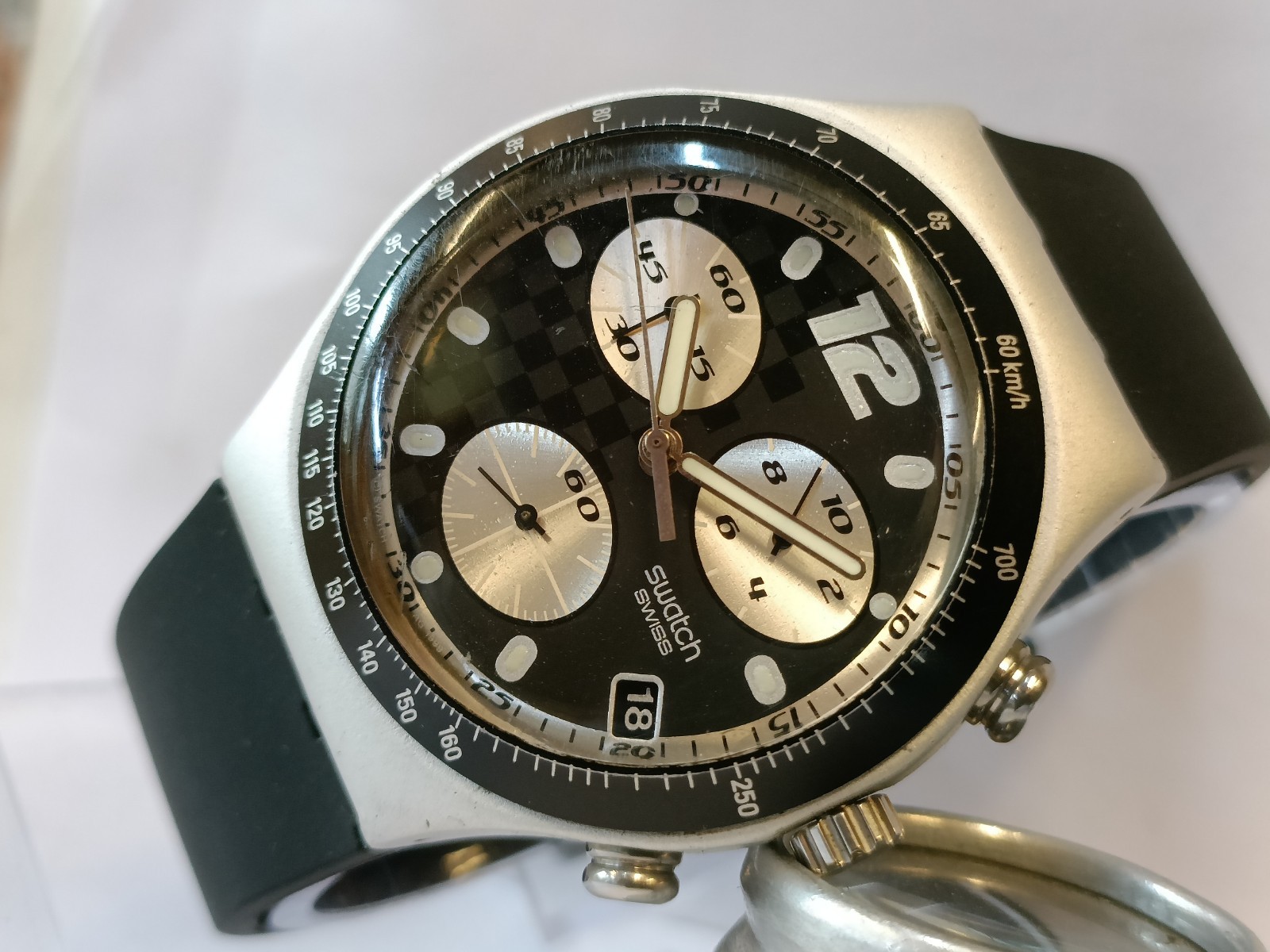 SWATCH IRONY CHRONO QUARTZ ALUMINIUM CASE AG-1999 SWISS MEN’S WORKING CONDITION