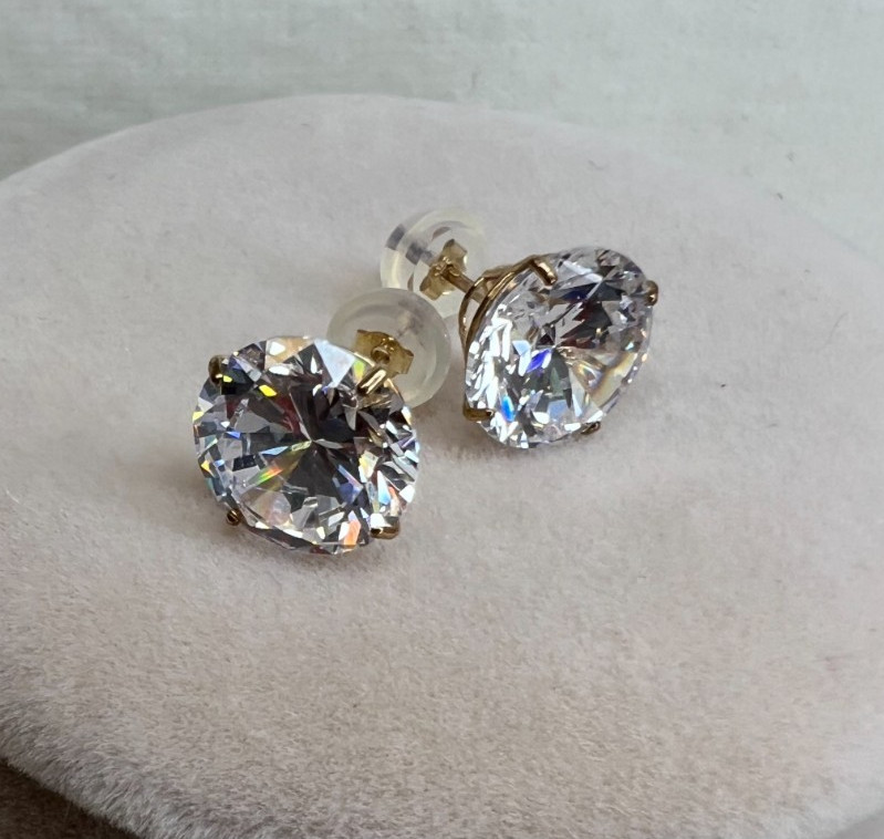 Bella Luce Cubic Zirconia 9.00ctw round 10K yellow gold stud earrings