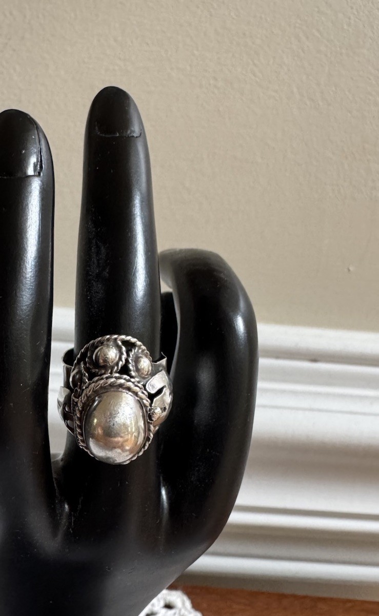 Vintage Sterling Silver Taxco Mexico Poison Ring Size 7-9 Adjustable Rare