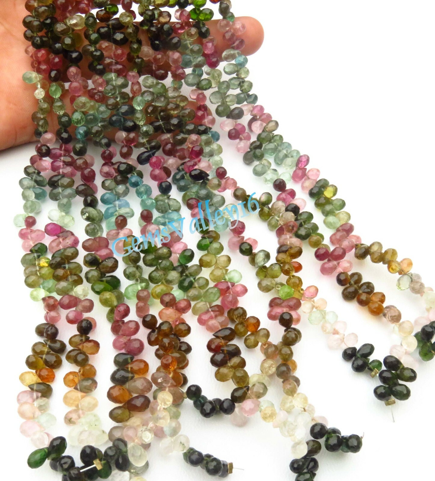 VARIATIONS~ Natural Multi Tourmaline Teardrop Faceted Gemstone Beads. GV-1265