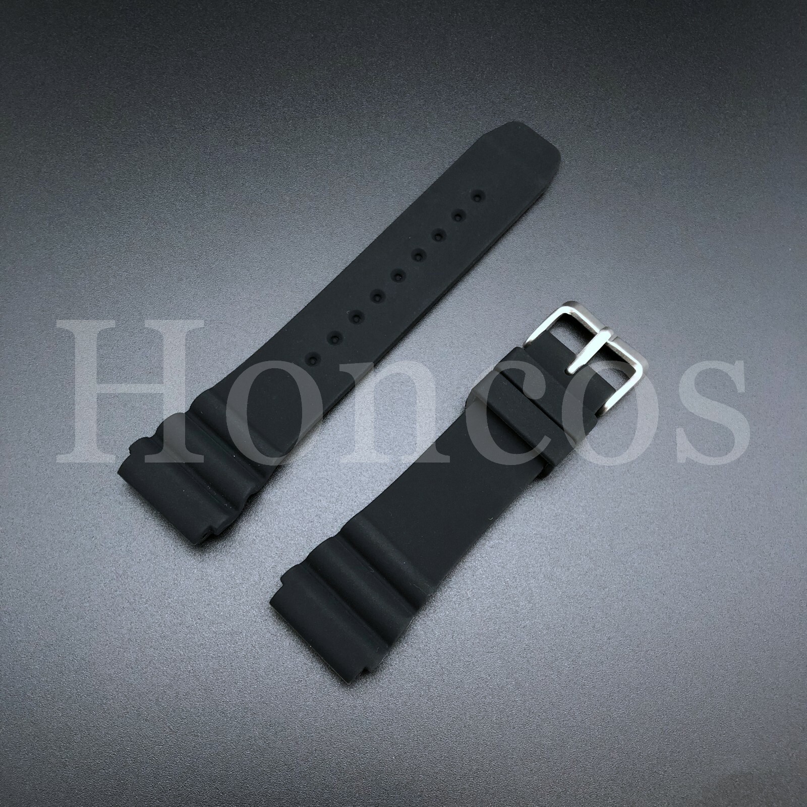 4F24ZZ 22mm Black Rubber Band + Pins | SKX Pro Diver Watch Strap Fits For Seiko