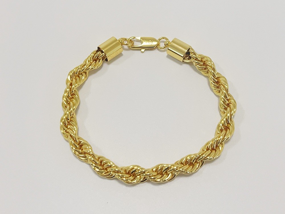 18K Gold Bangle Bracelet, Size 8.5 Mm Width, 23 Cm Length