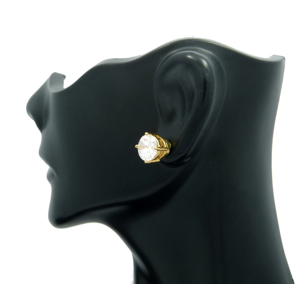 ROUND CUBIC ZIRCONIA MAGNETIC STUD EARRING 4mm TO 10mm GOLD PLATED CZRM-G