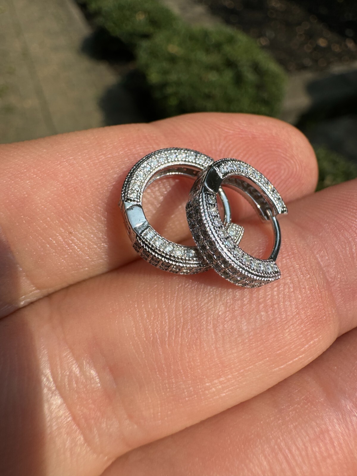 Moissanite Real 925 Silver Small Huggie Hoop Earrings 12mm Mens Ladies Hoops