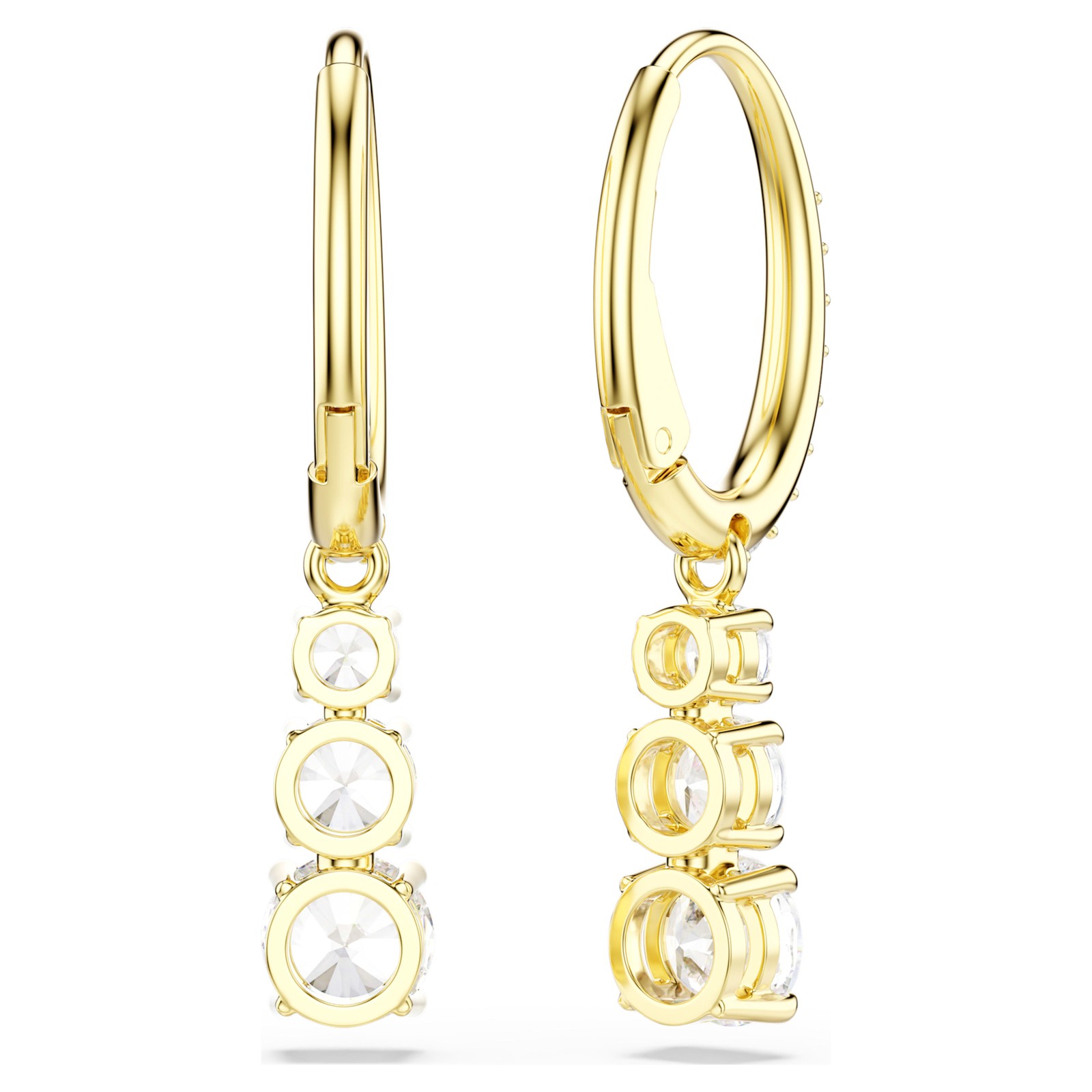Swarovski Stilla Attract Hoop Earrings Round Cut White, Gold-Tone Plated 5723300