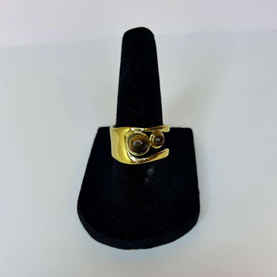 Gold Tone Stainless Steel Wave Swirl Band Ring Size 8 No Stone