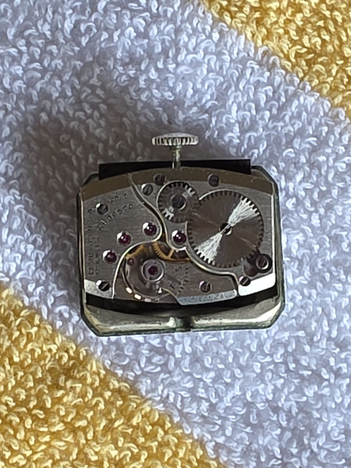 Vtg. 1950s Elgin 23mm Manual Wind, Art Deco Lugs, 10k White GF Case, Runs Smooth