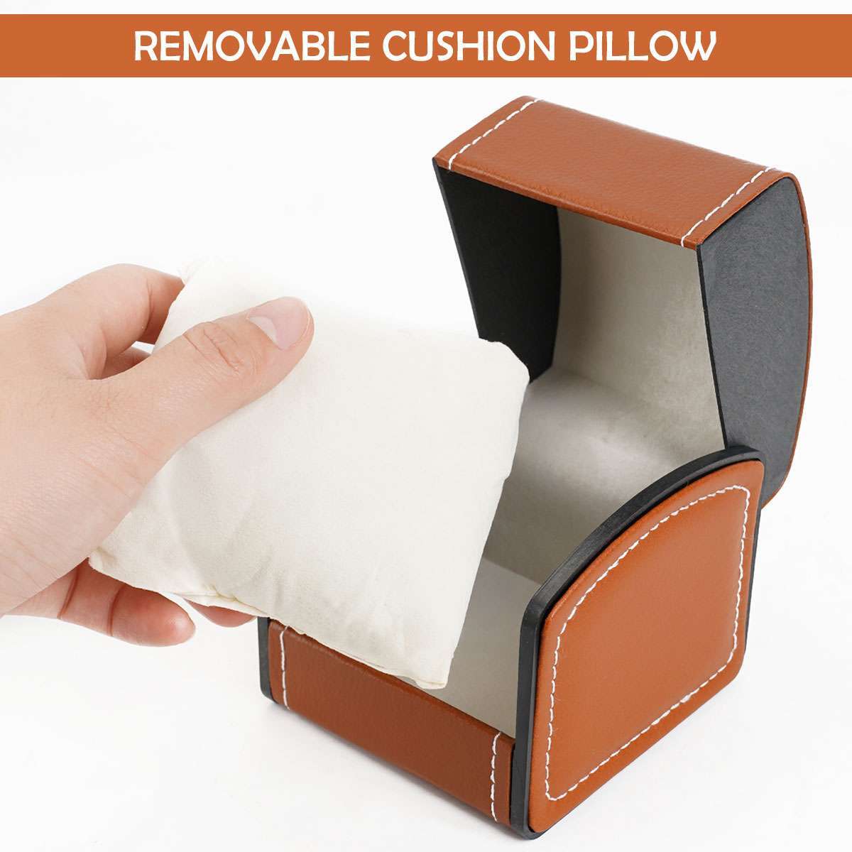 Watch Box Storage Case With Matching Pillow , PU Leather Luxury Single Watch Box