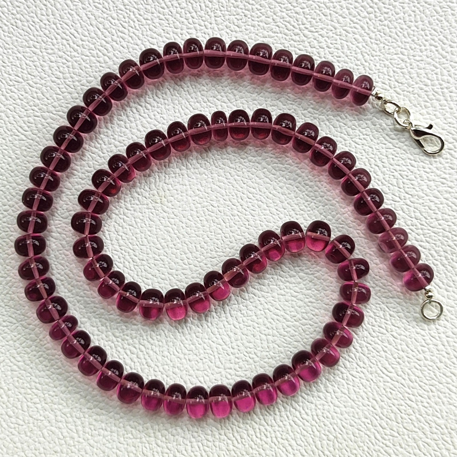 Kunzite Hydro Color Quartz 8mm Smooth Rondelle Beads Necklace 17″ India Gems
