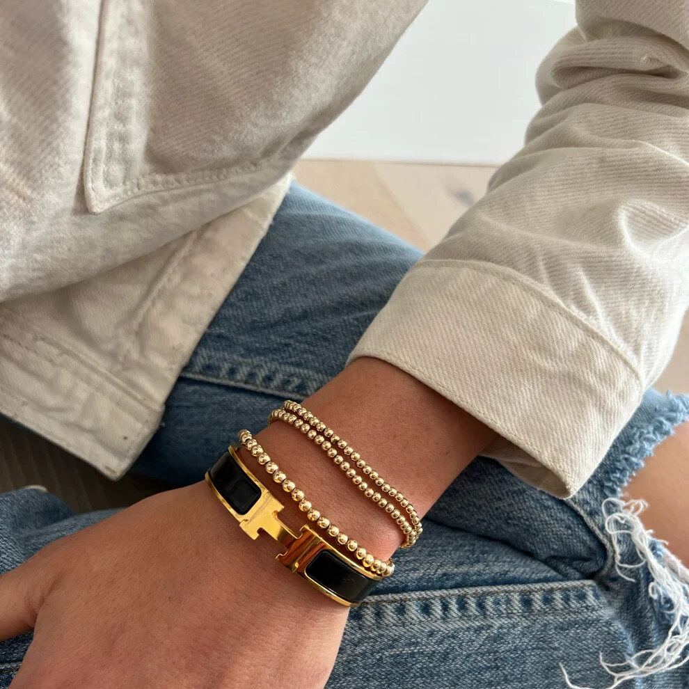 2mm Gold Filled Small Beads Bracelet Layering Minimalist Women Bracelet Gifts
