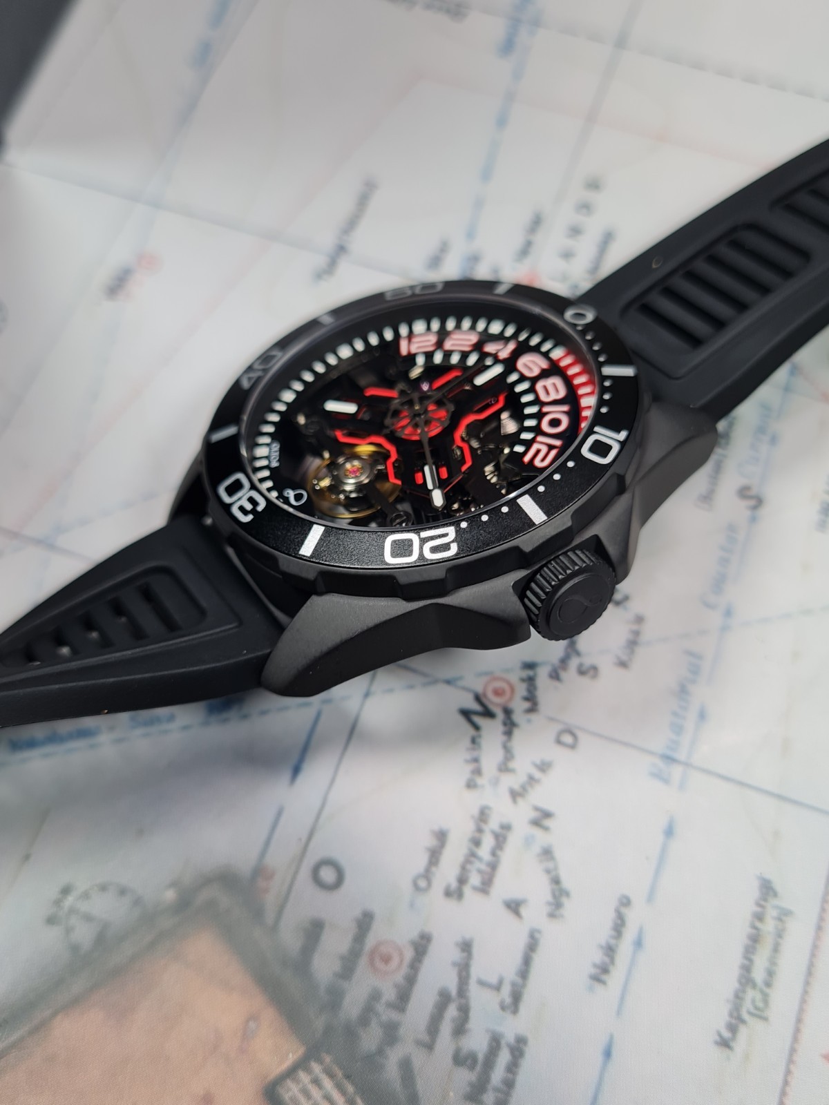Olto 8 Tide X Skeleton Dive watch automatic mens sports diver watch -used