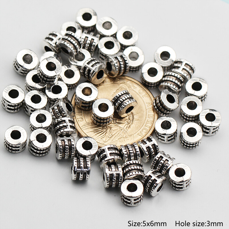 50pcs Tibetan Silver Metal Alloy Charms Loose Spacer Beads Jewelry Making DIY