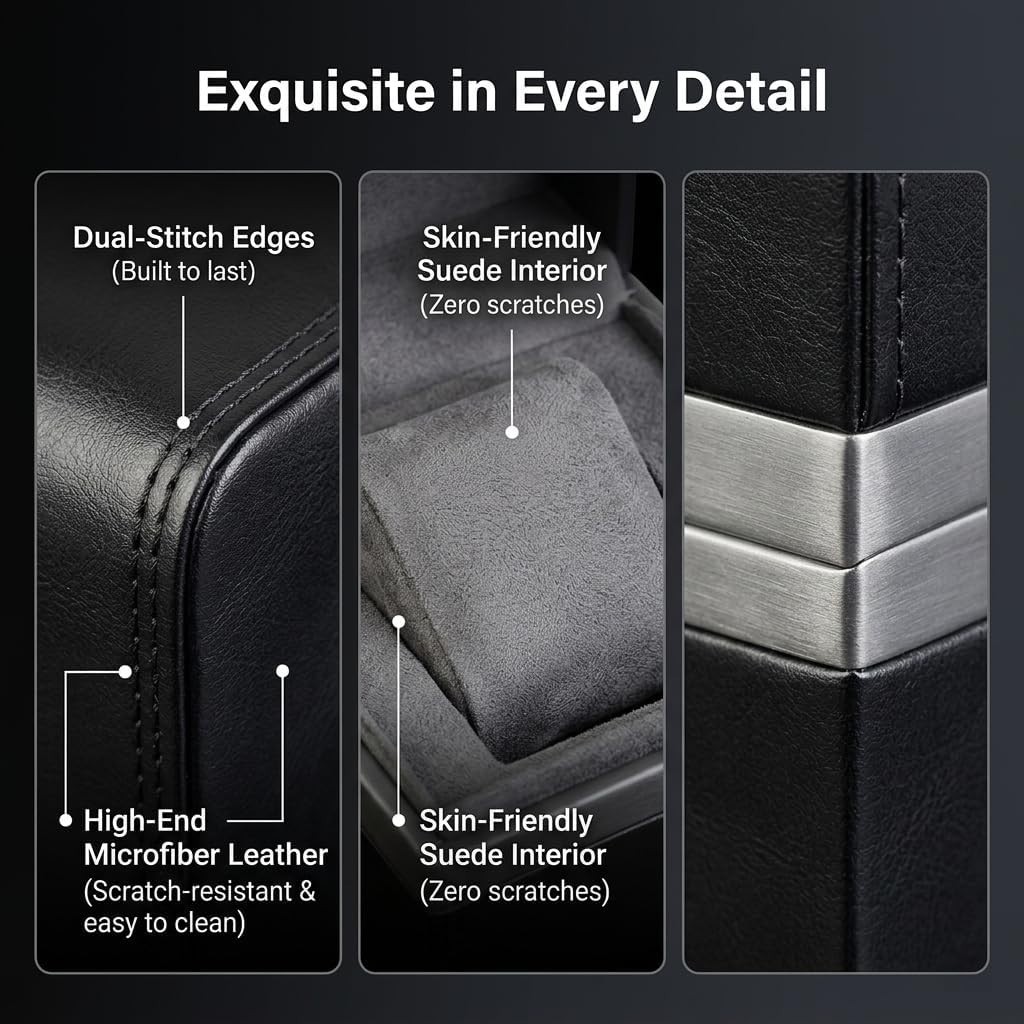 Single Watch Box, Microfiber Leather Watch Case with Soft Velvet Pillow, Tra…