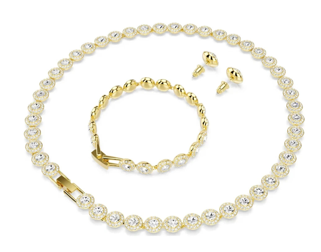 Swarovski Una Angelic set Set (3), Round cut, White, Gold-tone plated