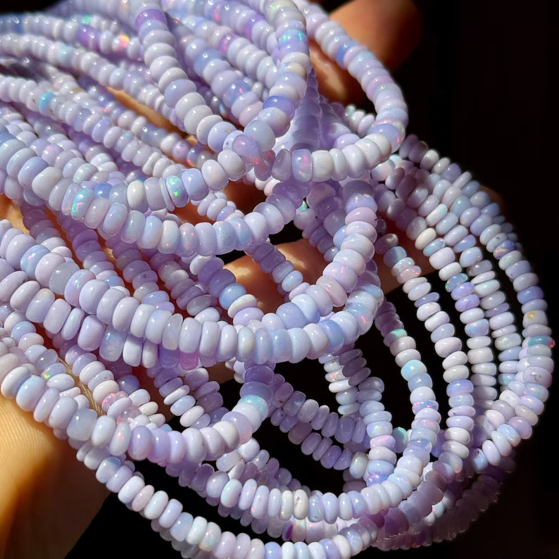 Lilac Ethiopian Opal Beads, 3mm to 4mm, Lilac Opal Strand, Lavender Opal
