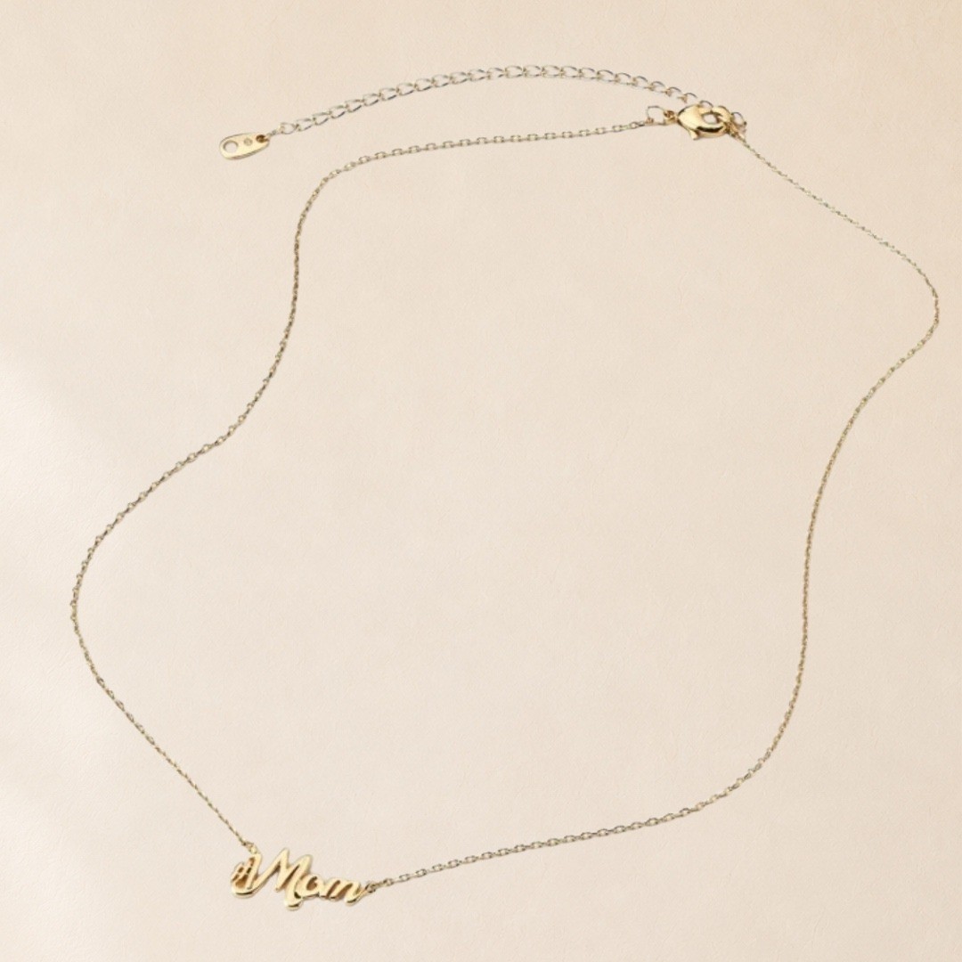 A New Day 14k Gold Dipped #1 Mom Script Pendant Necklace 16in + 3in Extender