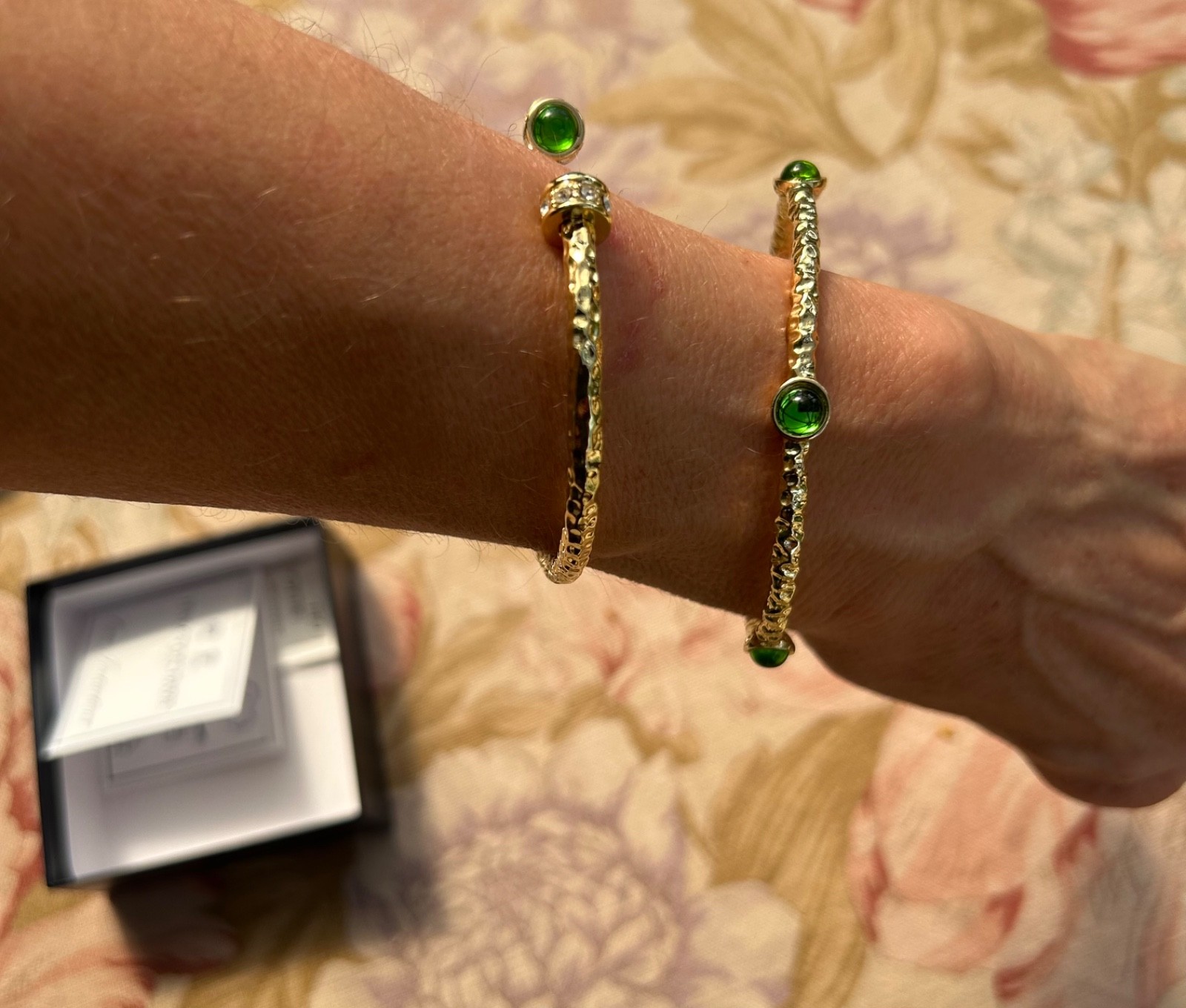 NEW – Halcyon Days Torque Bangle – Cabochon Emerald Jewels.