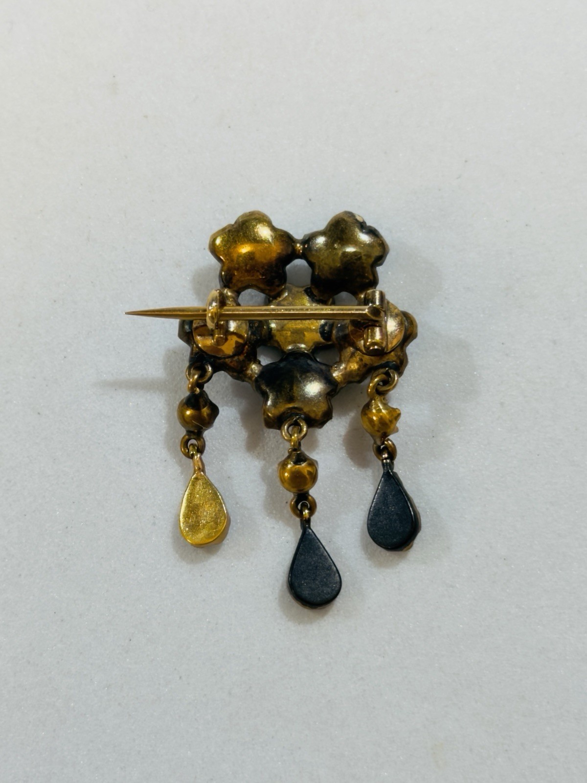 Antique Victorian 14k Gold Turquoise Seed Pearl Brooch 1 1/8”