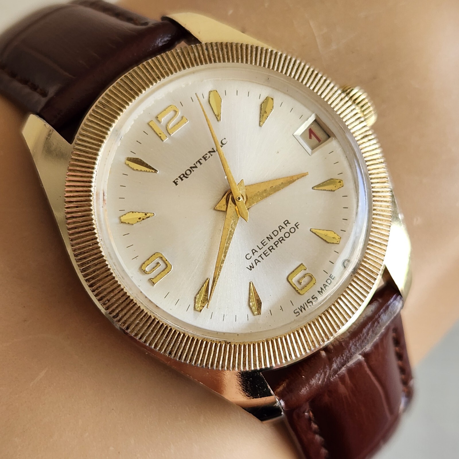 Vintage FRONTENAC men’s manual winding watch Date Baumgartner 866 swiss 1970s