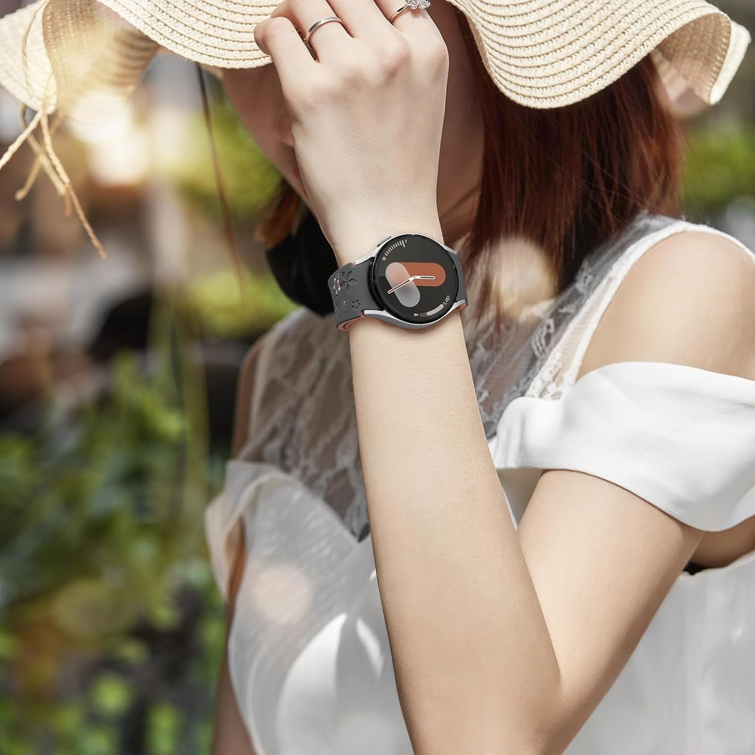 Flower Engraved Band for Samsung Galaxy Watch 7/6/5/4/FE 40mm 44mm/Galaxy Watch