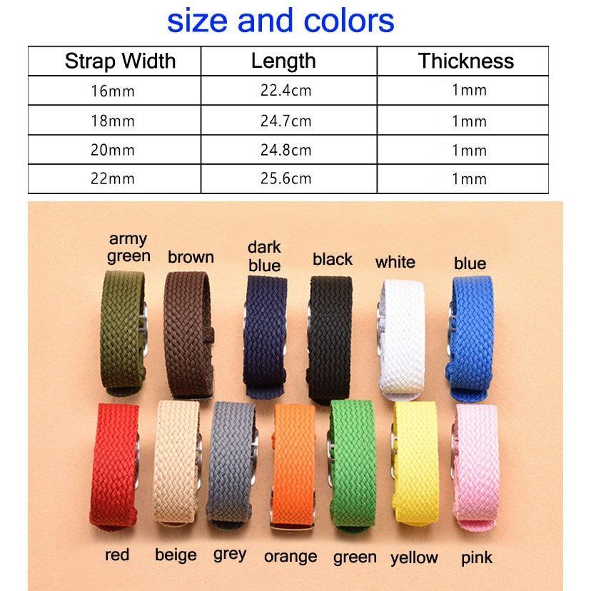 No-hole Nylon Strap 14mm 16 18 20 22mm Wristband Weave Fabric Canvas Watch Band