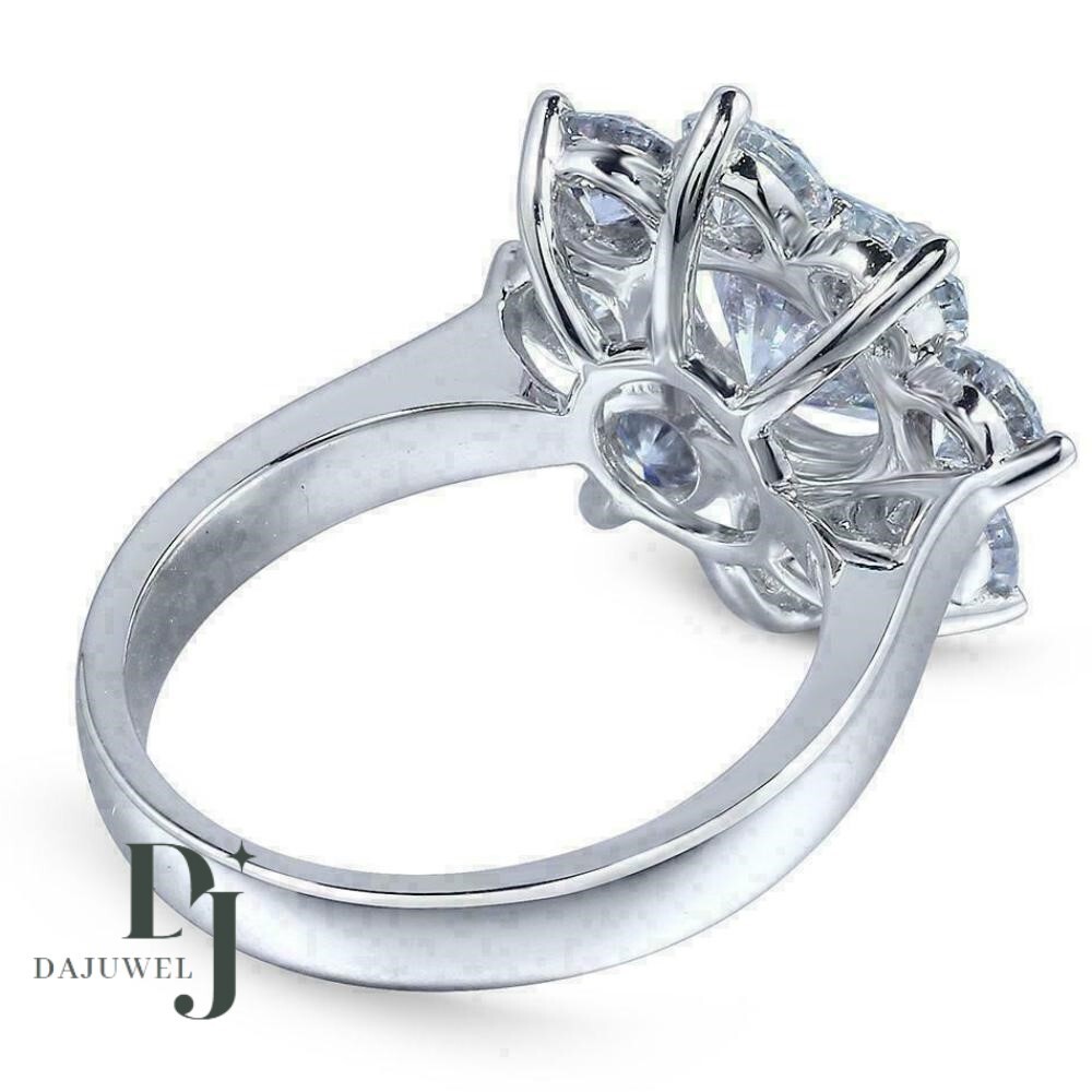 2.50 Carat Round Cut Moissanite Floral Engagement Ring Solid 14K White Gold