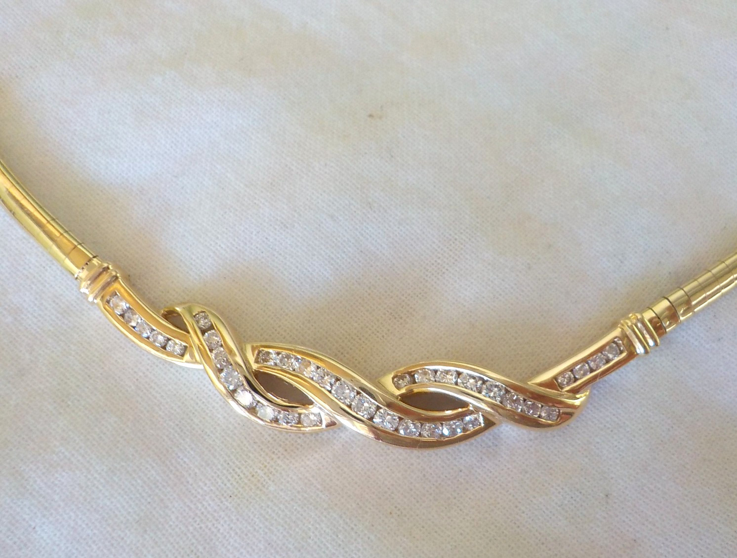 Elegant 14K Yellow Gold Braid Collar Diamond Necklace – 20.8 gm, 16.3 in, 0.80ct