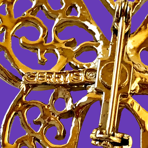 Gerry’s Vintage Butteryfly Brooch Pin Goldtone Filigree Signed