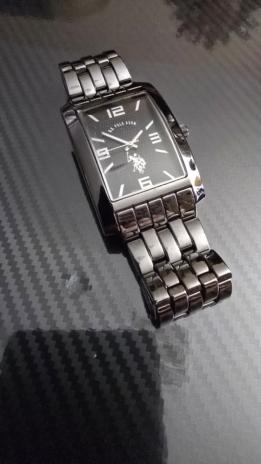 U.S. Polo Assn. Men’s Black Dial Quartz Watch, Stainless. Running, Good Battery.