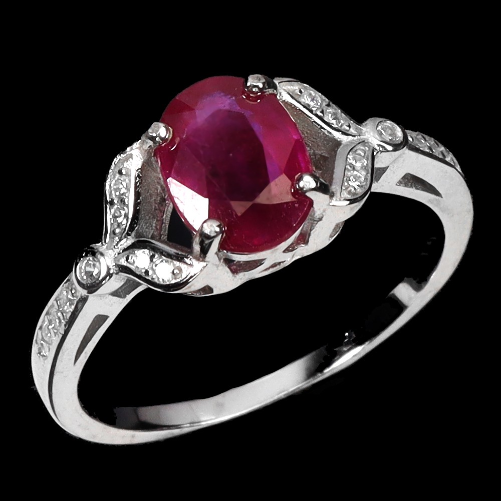 925 Sterling Silver Ring Oval Ruby 8x6mm Natural Gemstone Jewelry Size 8