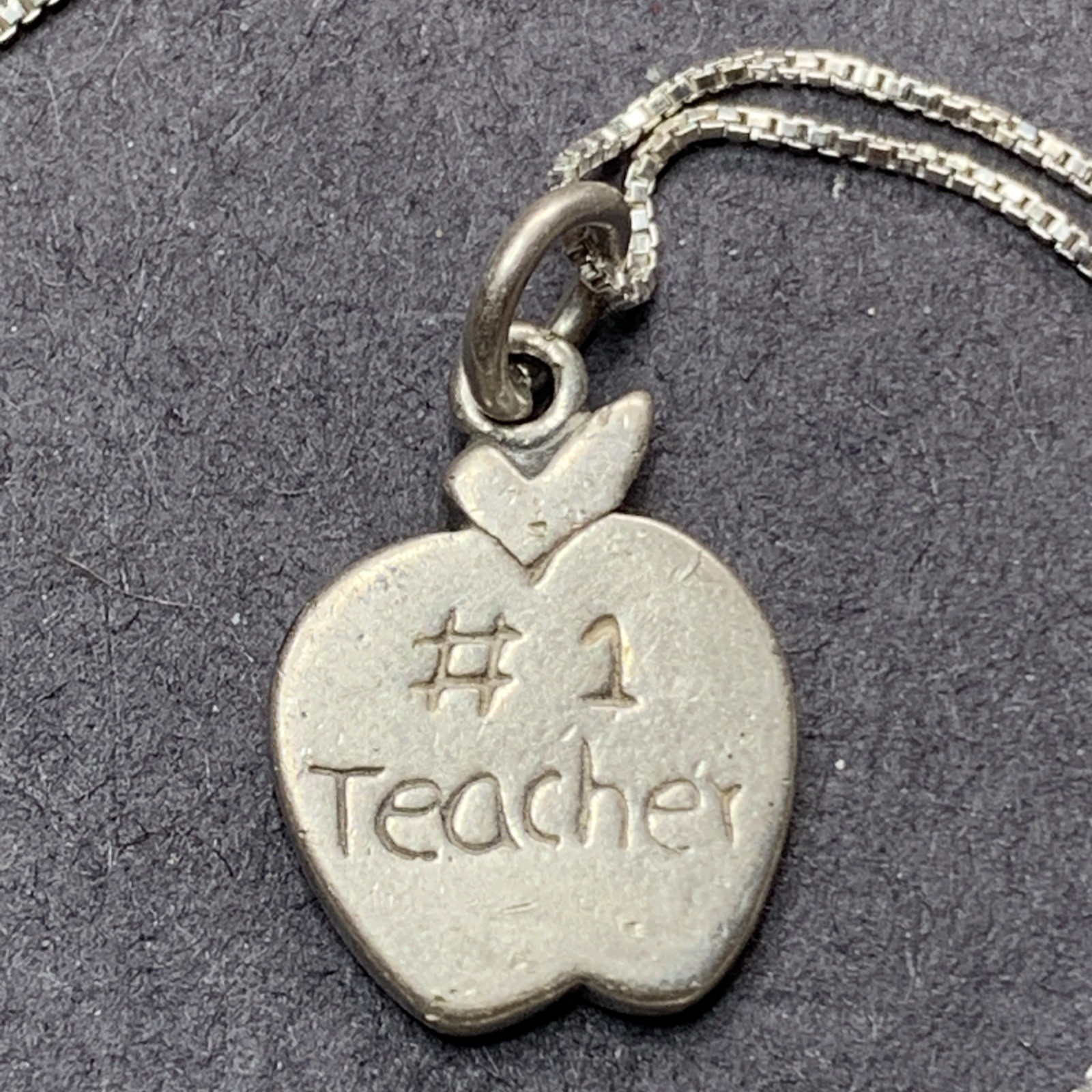 STERLING SILVER 925 Lot Necklace Pendant SS34 #1 Teacher Educator Apple Learn