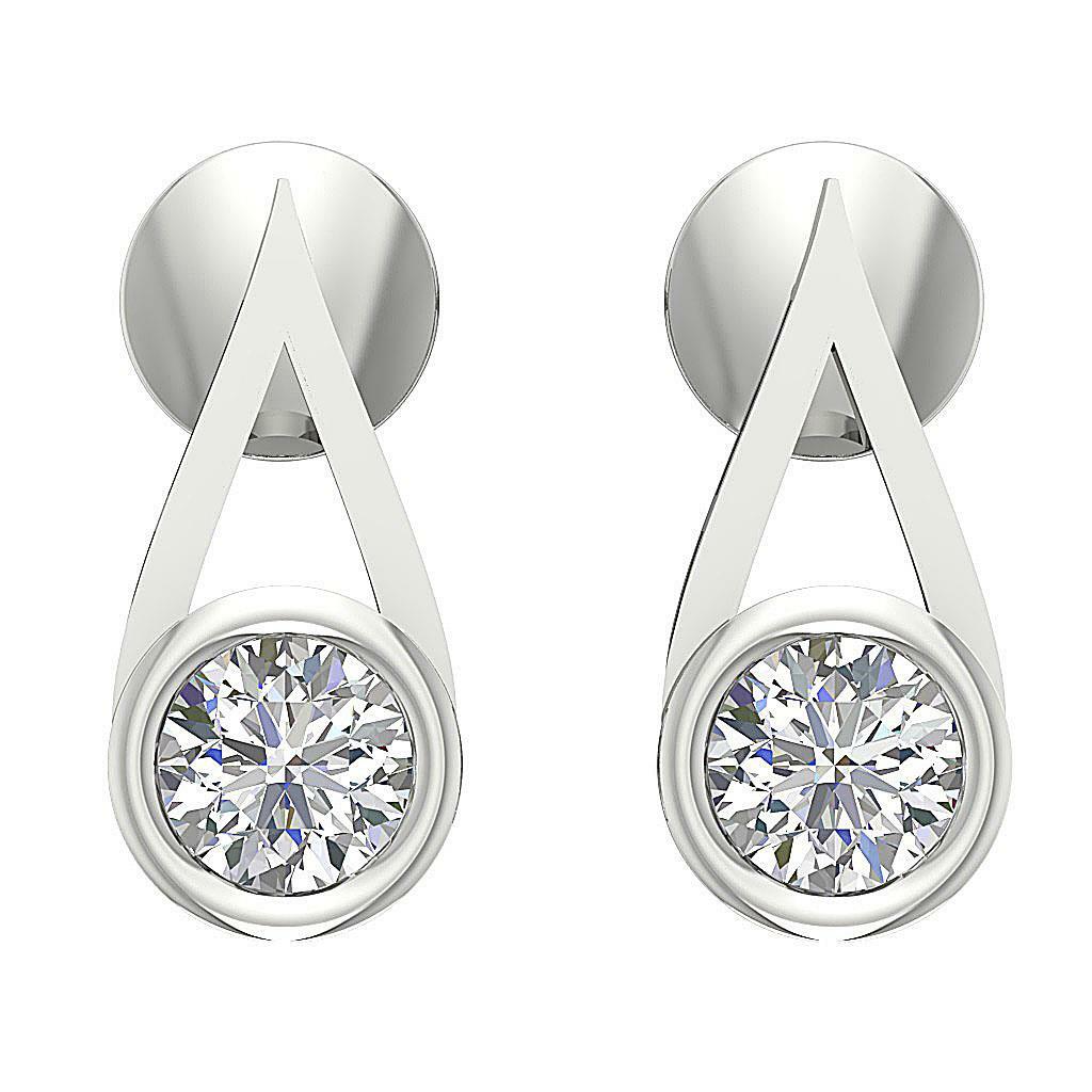 Dangle Earrings SI1 G 1/2Ct Round Cut Diamond 14K White Gold Appraisal 0.47Inch