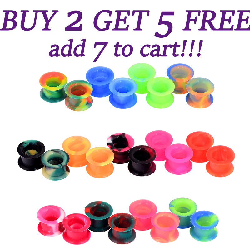 1 Pair 2g-1″ Silicone Ear Skin Thick Soft Ear Expander Tunnels Plugs Ear Gauges