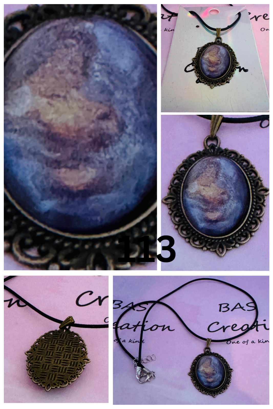 Oval Cabochon Necklace One of a kind Hand-painted by a local Ozark Artist..Me