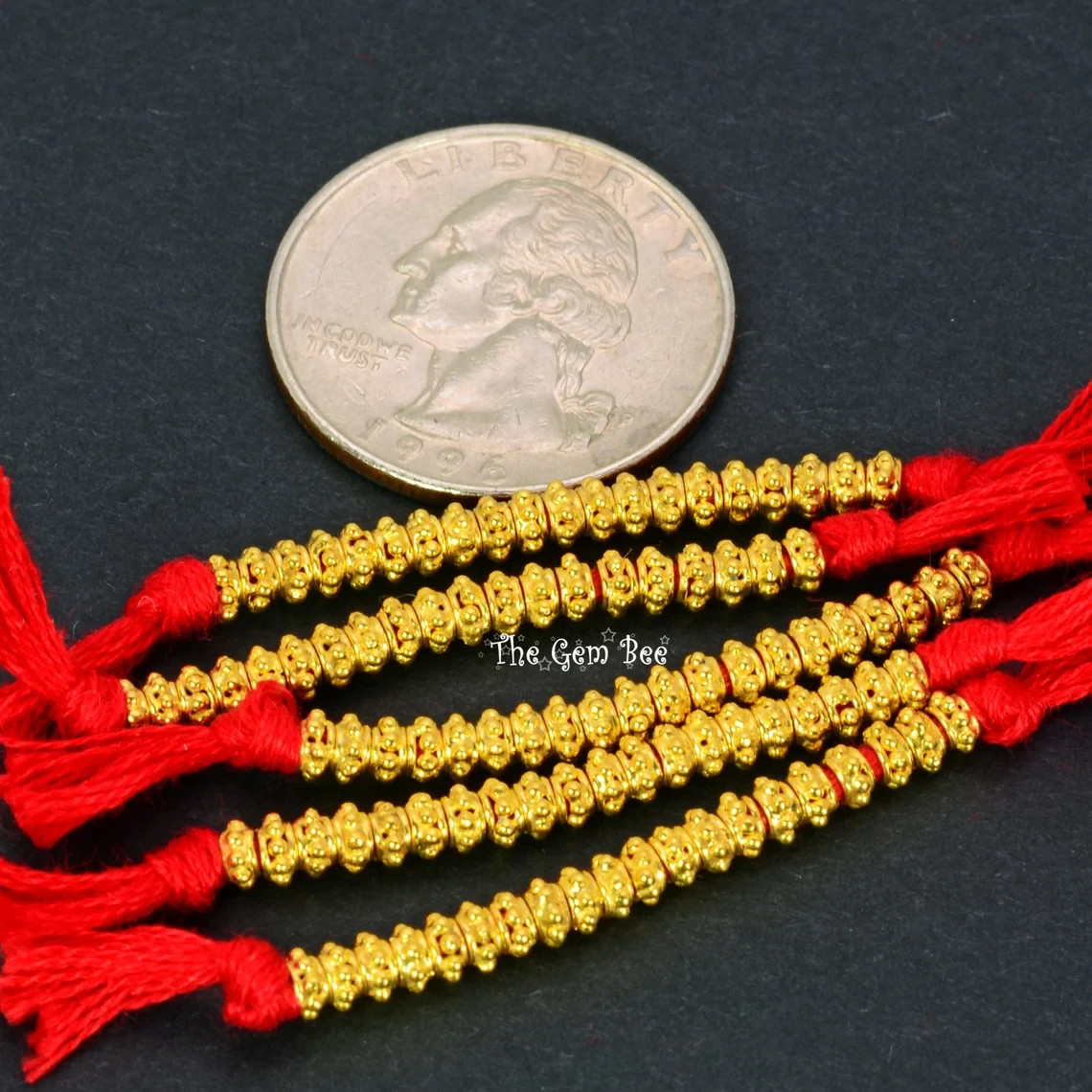 3.3mm 18k Solid Yellow Gold Fancy Bali Spacer Findings Beads (20)