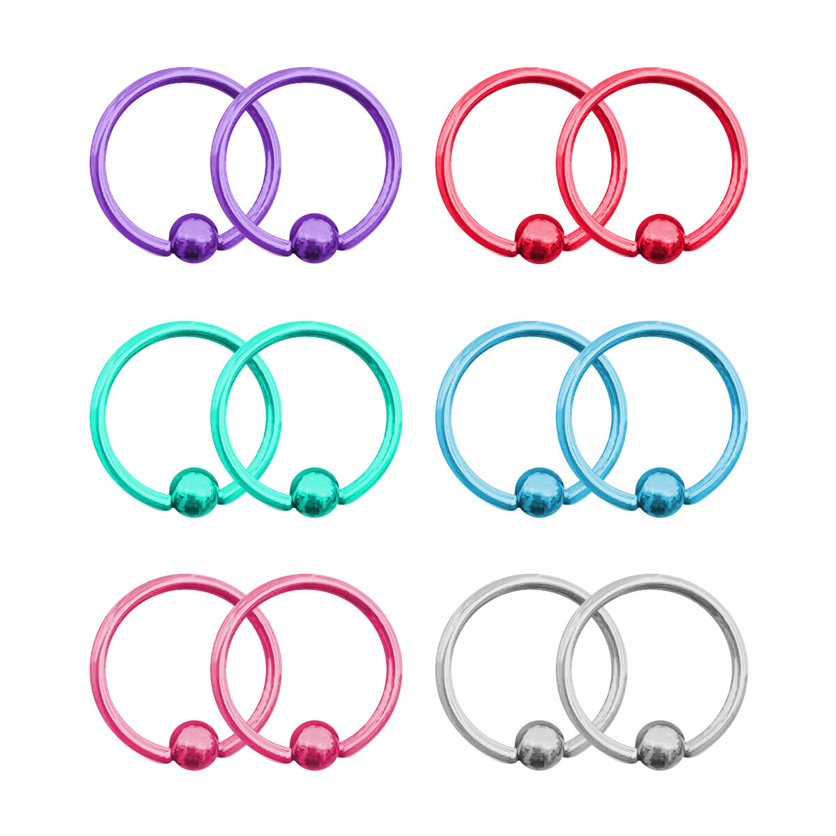 Captive Bead Ring surgical steel Pvd 14G Earrings Hoops Lip Belly Nipple 12PK