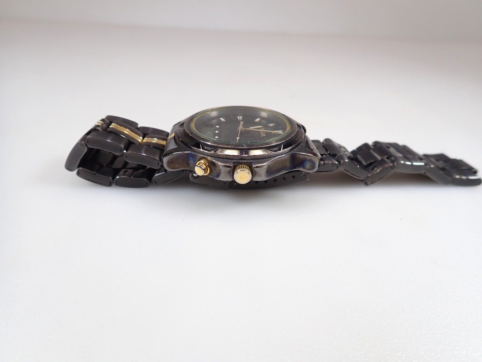 Vintage Pulsar V072-0050 Men’s Watch Black/Gold Alarm Chronograph PARTS/REPAIR